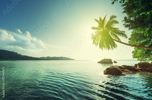 sunset on the beach, Mahe island, Seychelles