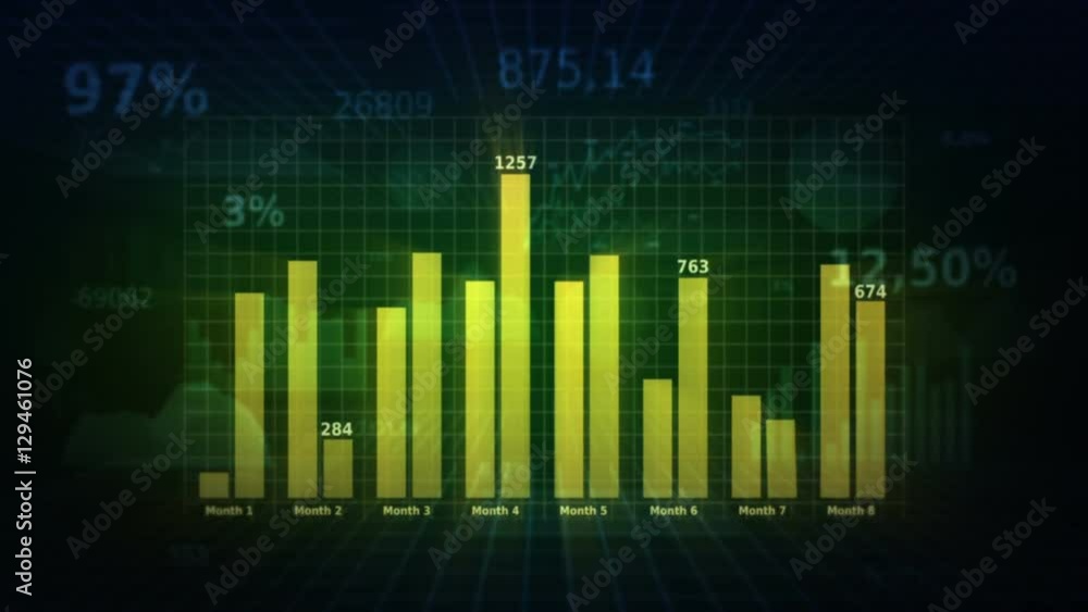 Background with business, financial data and diagrams. Dolly. Loopable. Green. Background with business, financial data and diagrams. Dolly. Loopable. Green.