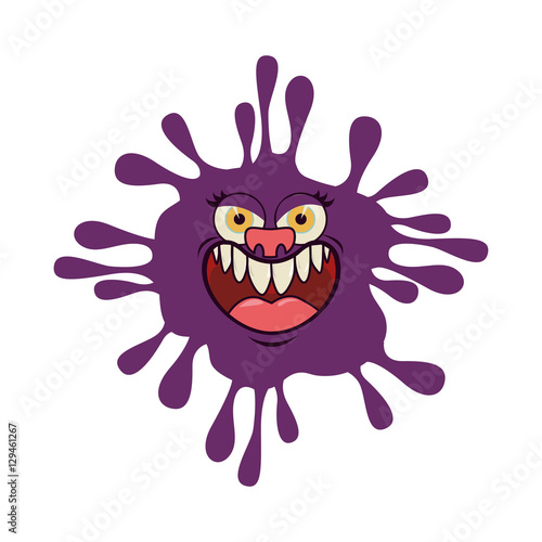 silhouette purple with bacteria cartoon shape vector illustration