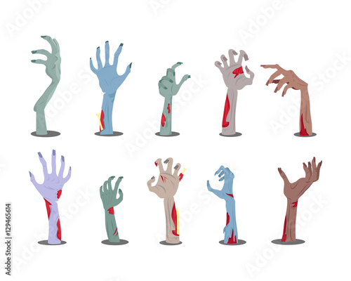 Zombie Hands Sticking out from the Ground Vector