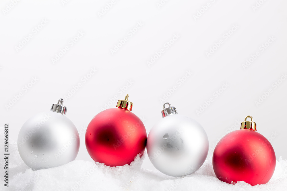 Christmas decoration with snow isolated on white background Christmas decoration with snow isolated on white background
