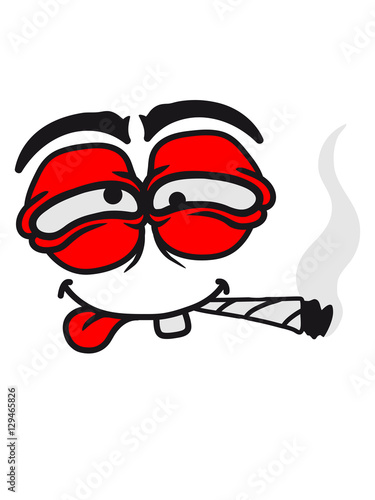 Kiffer drug smoking cigarette weed hanf cannabis addicted look eyes evil evil crazy crazy face comic cartoon funny
