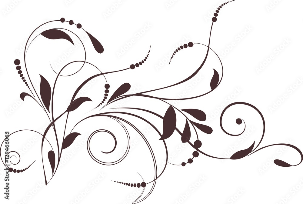 Floral background with decorative branch. Vector illustration. - obrazy, fototapety, plakaty 