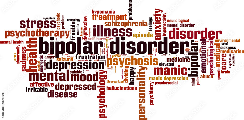 Bipolar disorder word cloud concept. Vector illustration Bipolar disorder word cloud concept. Vector illustration