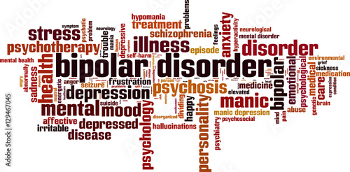 Bipolar disorder word cloud concept. Vector illustration