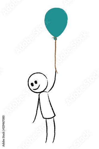 Person fliiegt an Luftballon nach oben - Aufstieg - Erfolg
