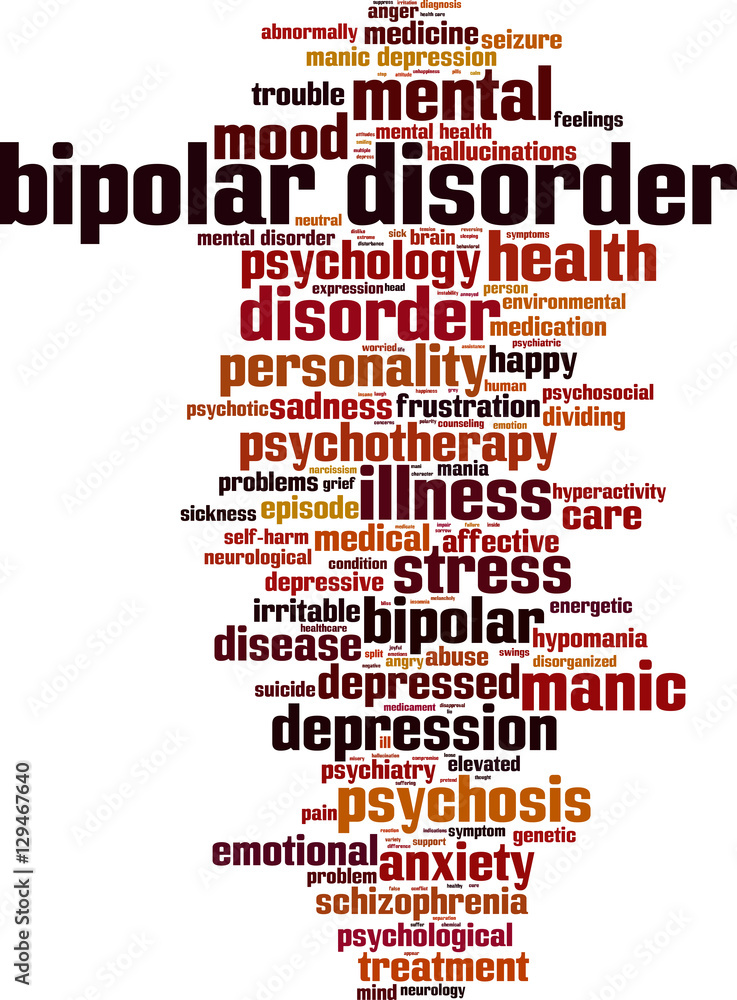 Bipolar disorder word cloud concept. Vector illustration