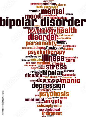 Bipolar disorder word cloud concept. Vector illustration