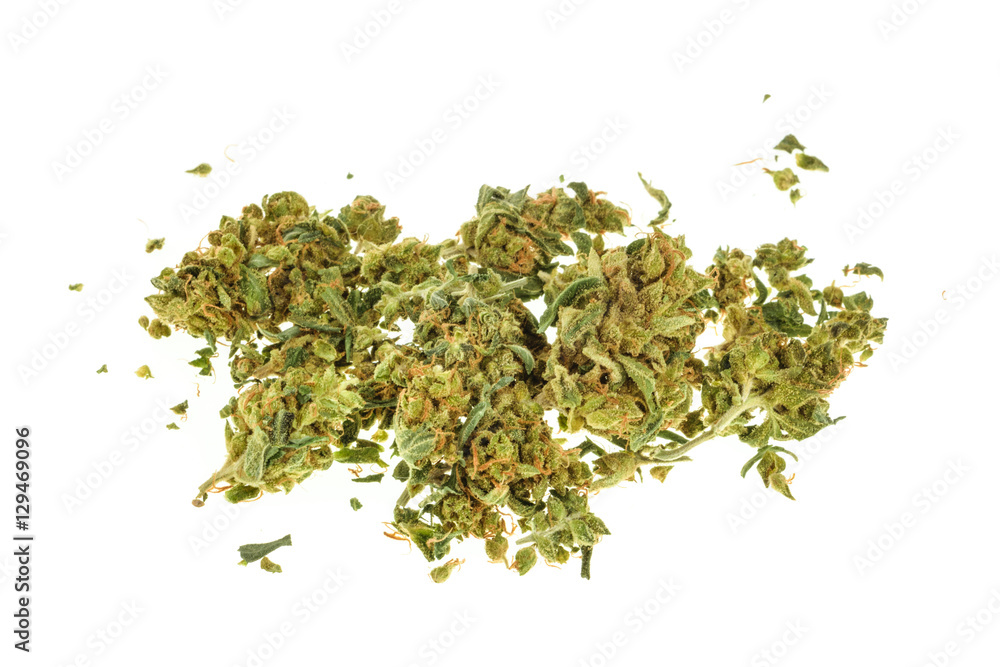 Marijuana buds isolated on white background Marijuana buds isolated on white background