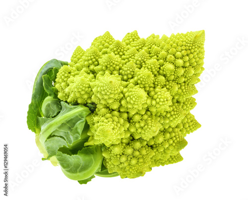 Romanesco broccoli, or Roman cauliflower isolated without shadow