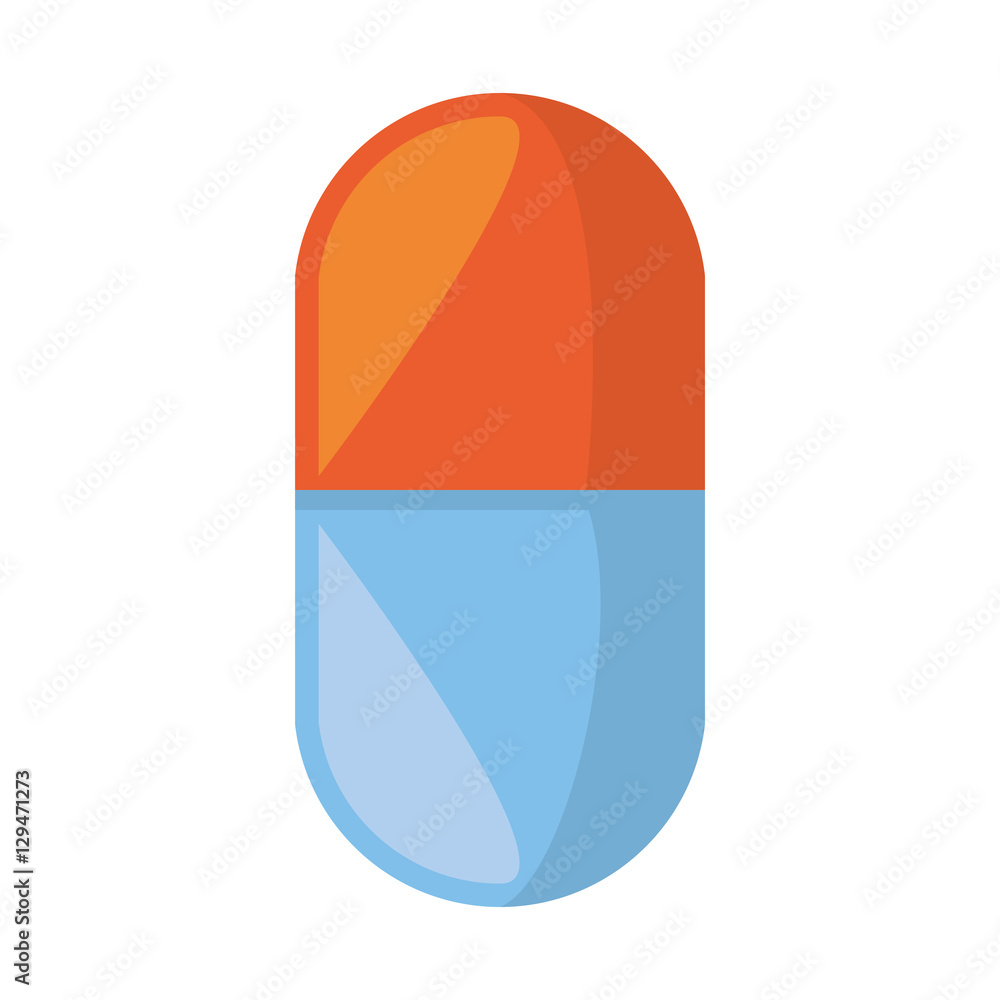 medical pill capsule drugs blue and red with shadow vector illustration eps 10