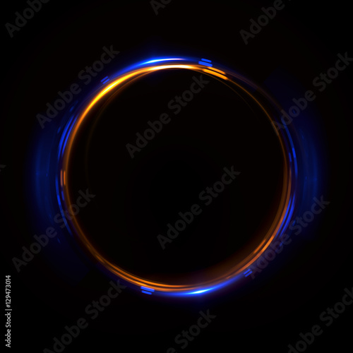 Abstract neon background. luminous swirling bunner. Glowing spiral. Shine round frame with light circles light effect. Glowing cover. Space for message. Glossy. LED ellipse. Glint