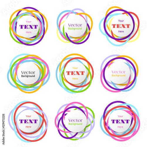 Colored rings banners. Colorful overlapping circles bubbles