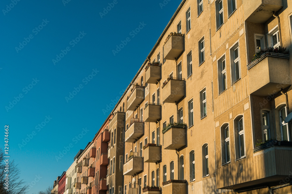 yellow row houses at prenzlauer berg, berlin