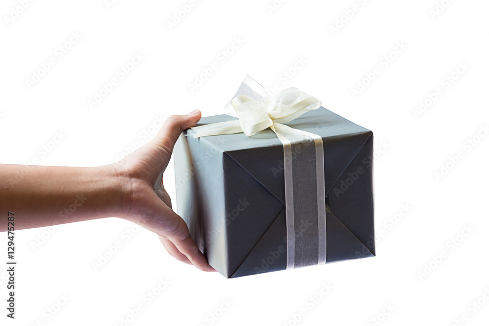 gift in the hand on white isolate background gift in the hand on white isolate background