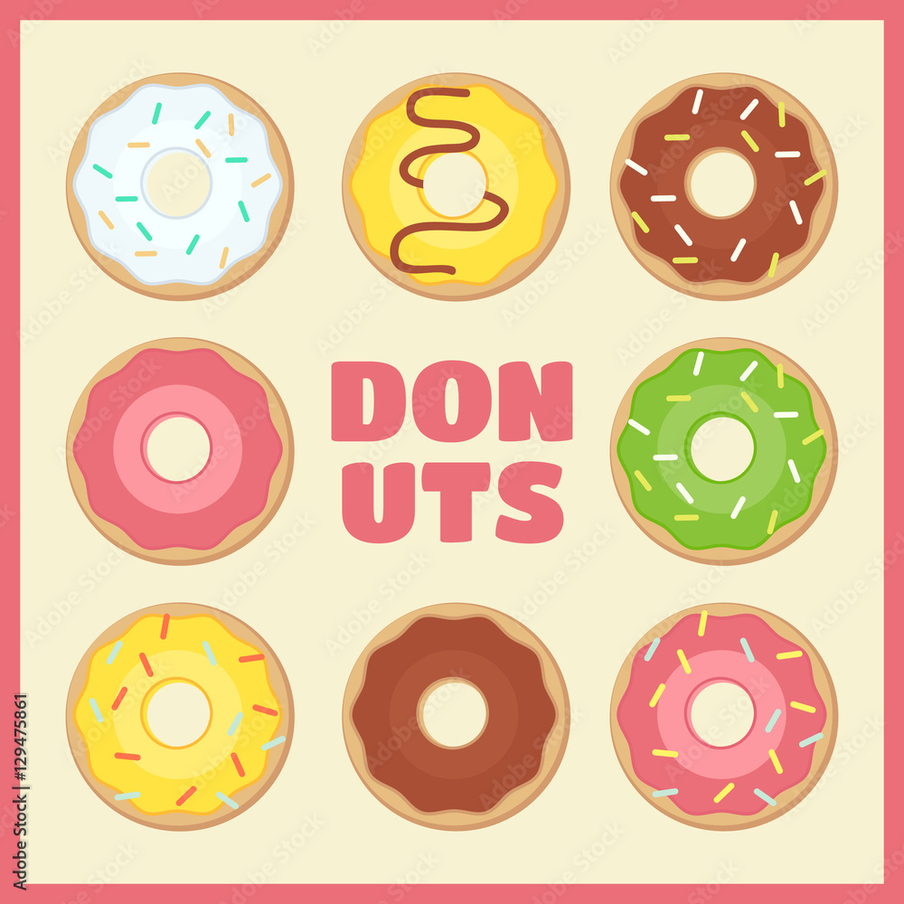 Fototapeta premium Donut flat illustration