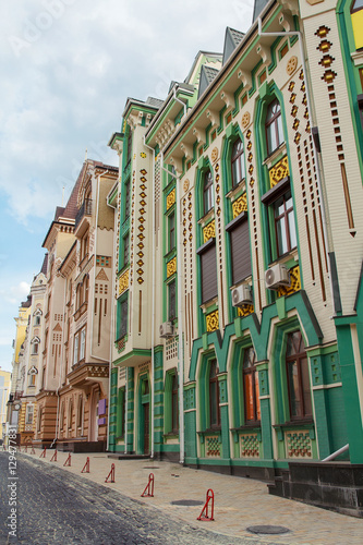 Row of beautiful buildings in the classical style. Kiev, Ukraine