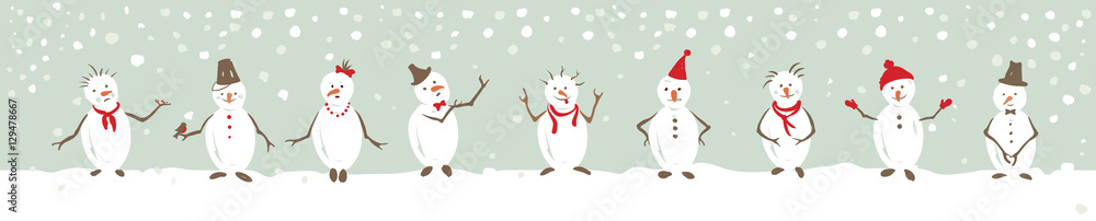 Funny snowman / Horizontal narrow banner - Christmas story Funny snowman / Horizontal narrow banner - Christmas story