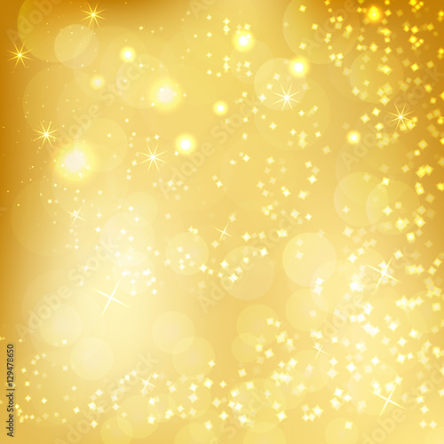 Gold bokeh lights texture background. Vector illustration.