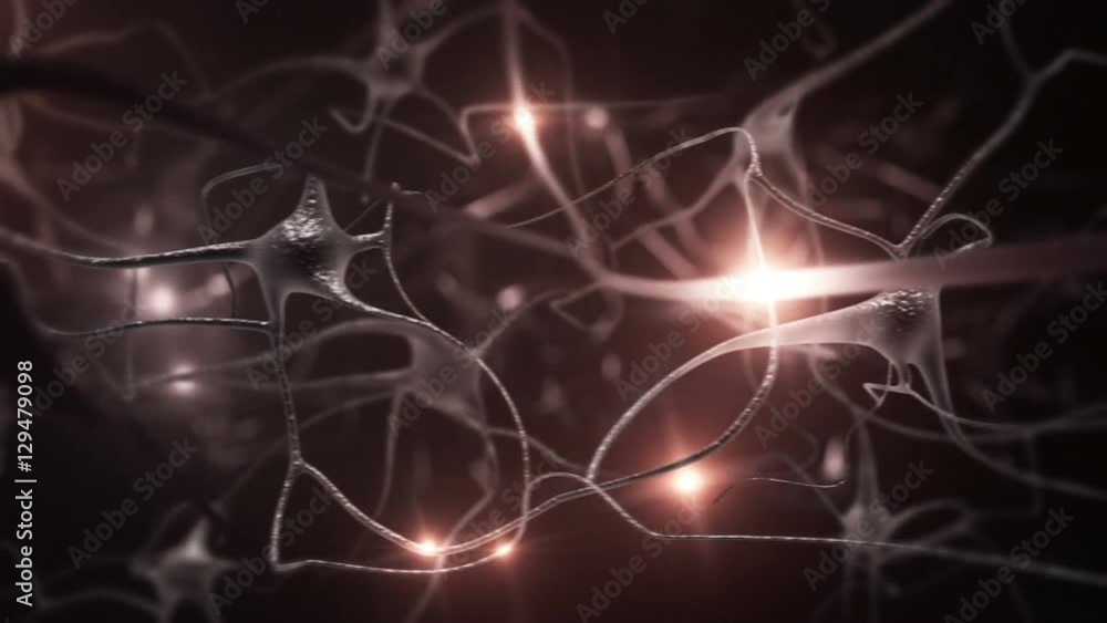 Nerve cell. Loopable. Yellow impulses. Nerve cell. Loopable. Yellow impulses.