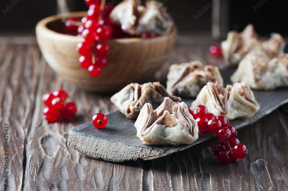 Egyptian baklava with red currant Egyptian baklava with red currant