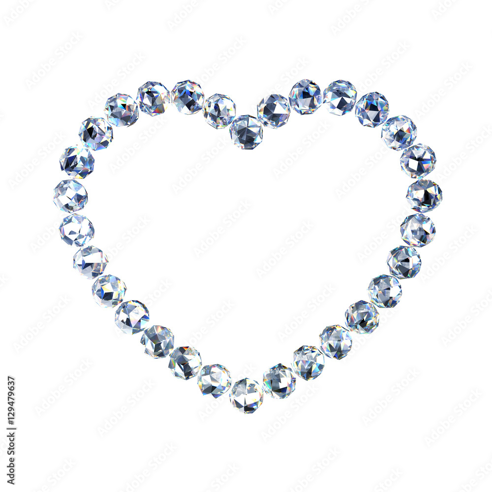 Diamonds shaped as heart on a light background Diamonds shaped as heart on a light background