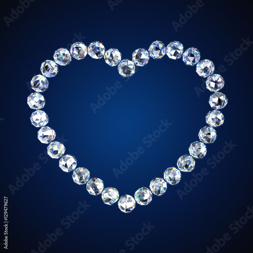 Diamonds shaped as heart on a gradient background