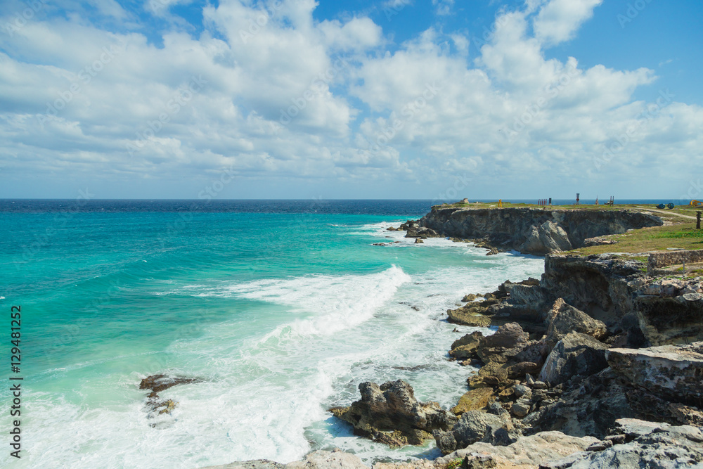 Isla Mujeres. Punta Sur Cliff. Cancun, Caribbean Sea, Mexico. 