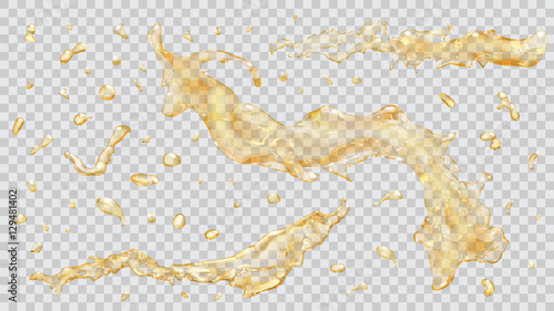 Water splashes and water drops. Transparency only in vector file