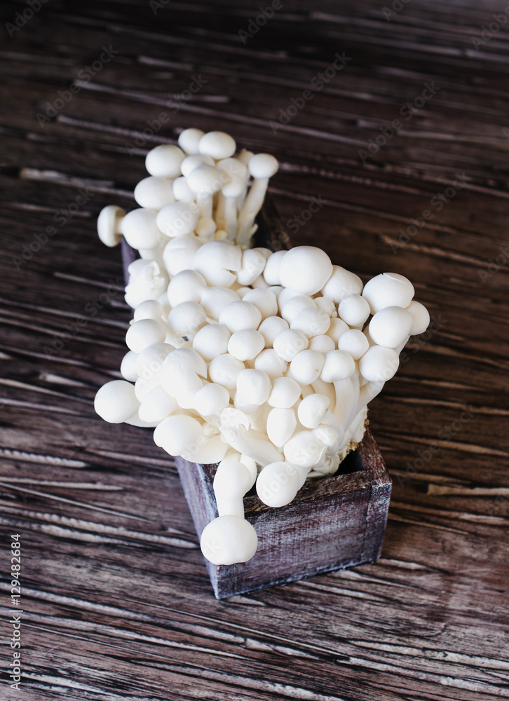 white Chinese mushrooms on a wooden background, selective focus white Chinese mushrooms on a wooden background, selective focus