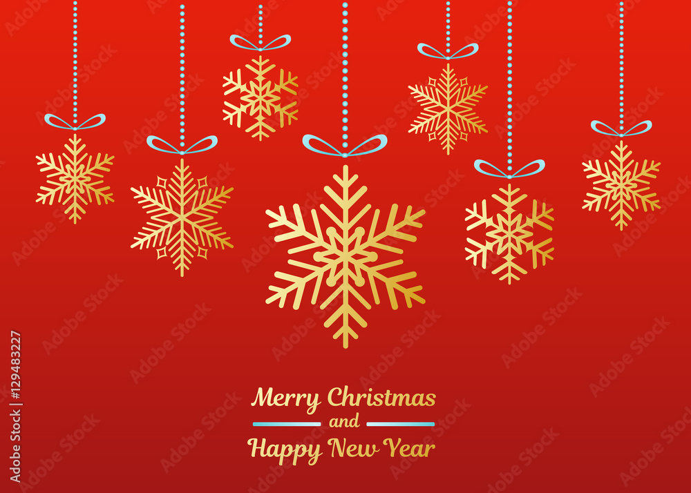 Christmas wishes with gold snowflakes on red background. Vector. Christmas wishes with gold snowflakes on red background. Vector.