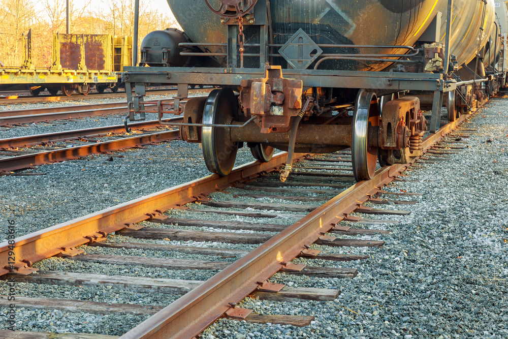 Obraz premium cargo wagons in the train station