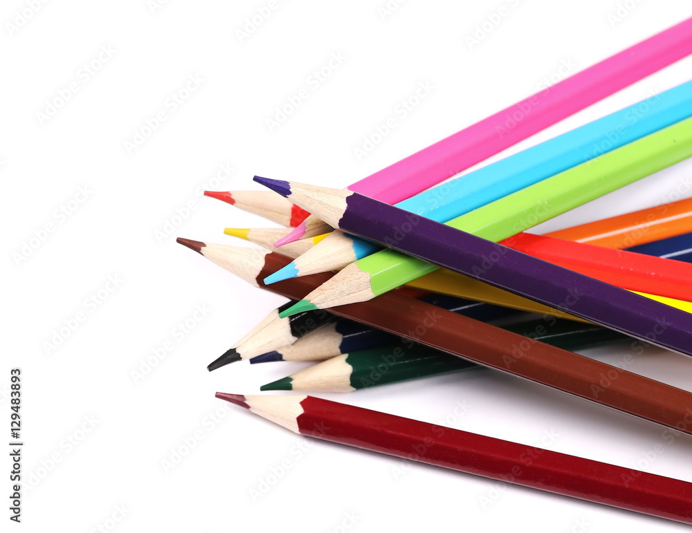 new color pencils isolated on white
