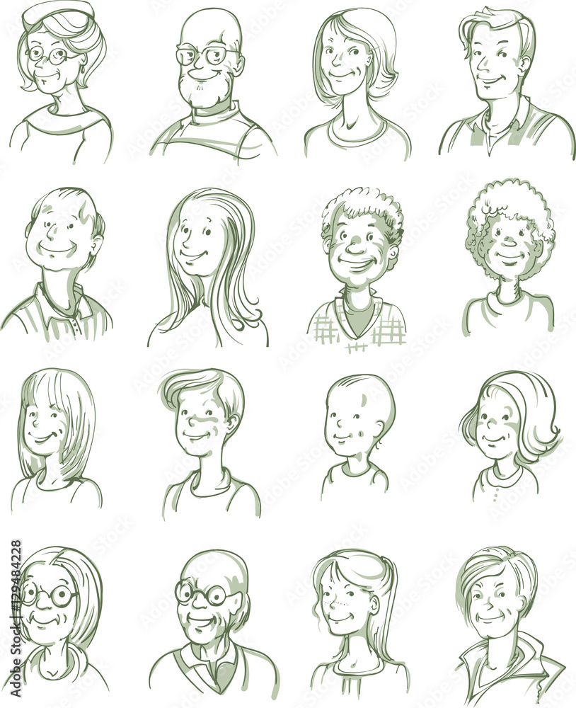 Hand Drawn Portraits Set Hand Drawn Portraits Set