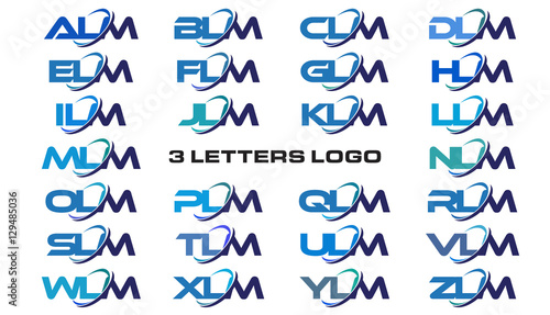 3 letters modern generic swoosh logo ALM, BLM, CLM, DLM, ELM, FLM, GLM, HLM, ILM, JLM, KLM, LLM, MLM, NLM, OLM, PLM, QLM, RLM, SLM, TLM, ULM, VLM, WLM, XLM, YLM, ZLM photo