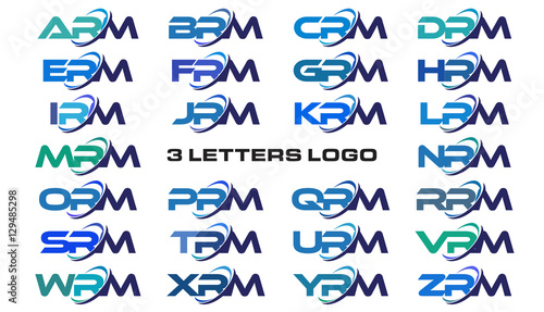 3 letters modern generic swoosh logo ARM, BRM, CRM, DRM, ERM, FRM, GRM, HRM, IRM, JRM, KRM, LRM, MRM, NRM, ORM, PRM, QRM, RRM, SRM, TRM, URM, VRM, WRM, XRM, YRM, ZRM