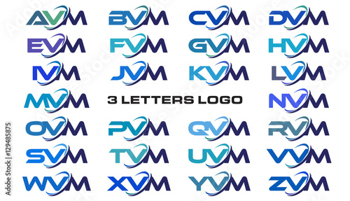 3 letters modern generic swoosh logo AVM, BVM, CVM, DVM, EVM, FVM, GVM, HVM, IVM, JVM, KVM, LVM, MVM, NVM, OVM, PVM, QVM, RVM, SVM, TVM, UVM, VVM, WVM, XVM, YVM, ZVM