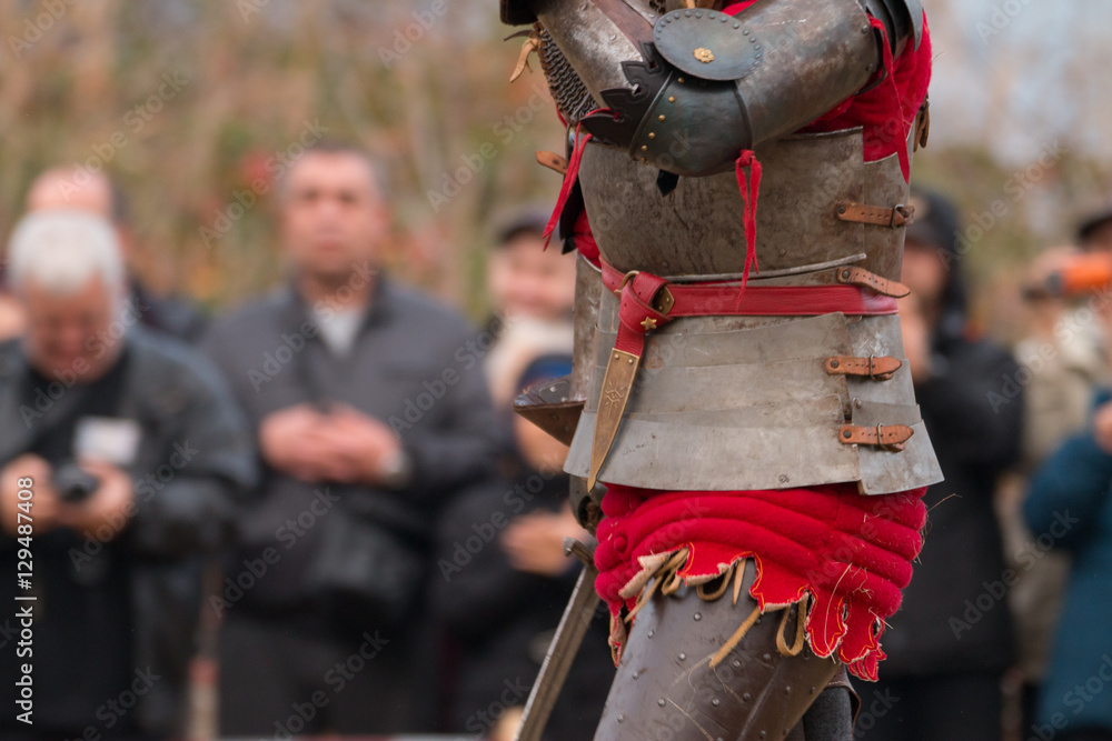 Fighting medieval knights in old century festival