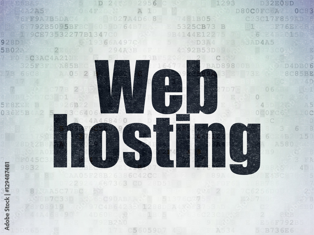 Web design concept: Web Hosting on Digital Data Paper background Web design concept: Web Hosting on Digital Data Paper background