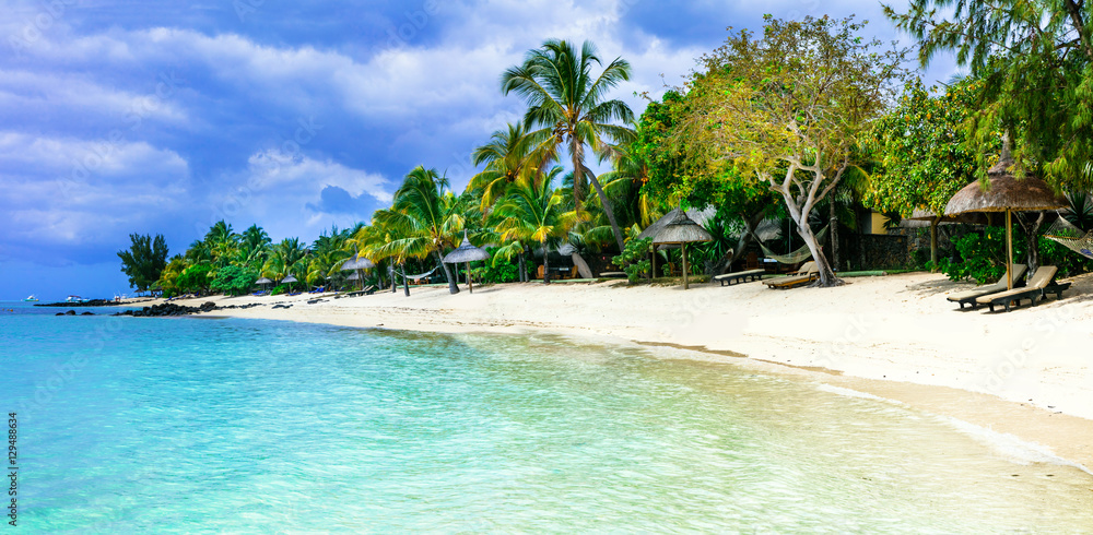 Fototapeta premium Serene tropical vacation. Beautiful beaches of Mauritius island