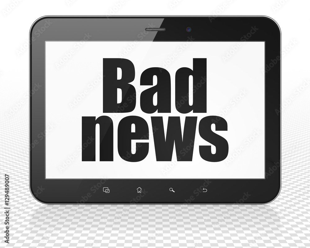 News concept: Tablet Pc Computer with Bad News on display News concept: Tablet Pc Computer with Bad News on display