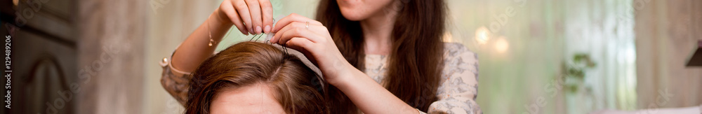 Fototapeta premium Bride and wedding dress