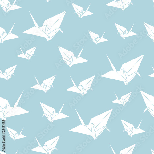 Vector seamless pattern paper origami swan