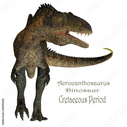 Acrocanthosaurus Dinosaur with Font - Acrocanthosaurus was a carnivorous theropod dinosaur that lived in North America during the Cretaceous Period.