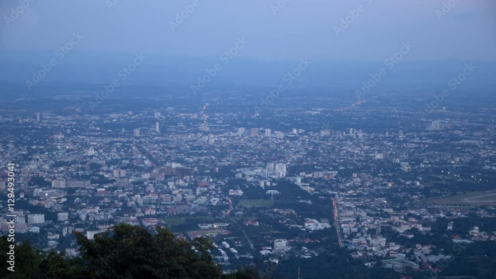 Day to night city ,View from hill top, Time lapse, Chiang Mai, Thailand Day to night city ,View from hill top, Time lapse, Chiang Mai, Thailand