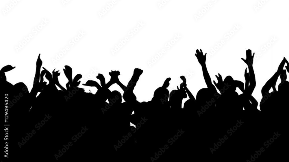 Crowd silhouettes. Concert. Pan. Close up.