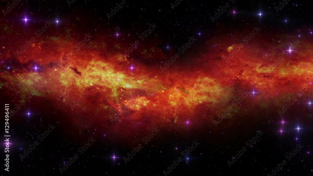 Galaxy and Stars. Loopable. Orange Galaxy and Stars. Loopable. Orange