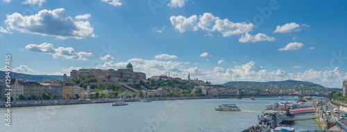 Danube view and the  Castle Hill with the Royal Palace on the ba