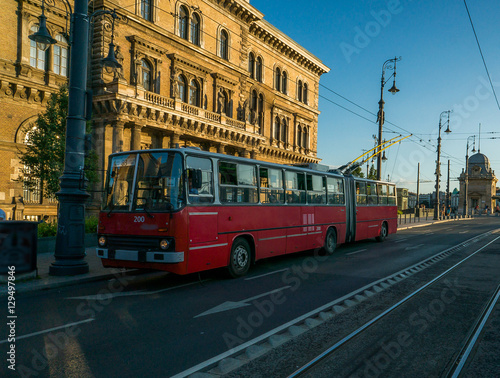 Red trolleybus Ikarus. Budapest