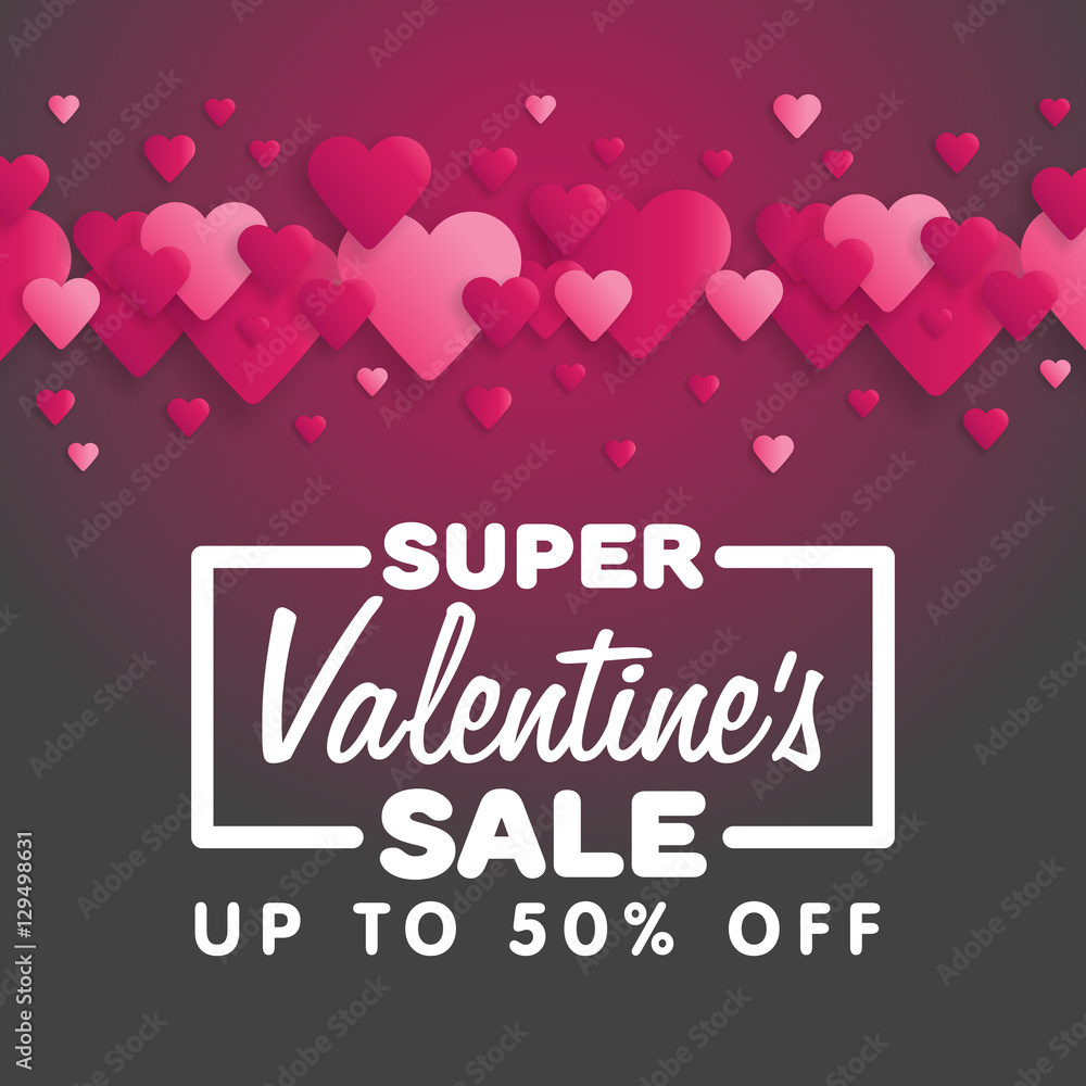 Valentine's Day Sale. Lettering with hearts on the background. Vector illustration Valentine's Day Sale. Lettering with hearts on the background. Vector illustration